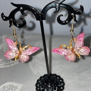 BUTTERFLY Earrings Sparkle Pink
